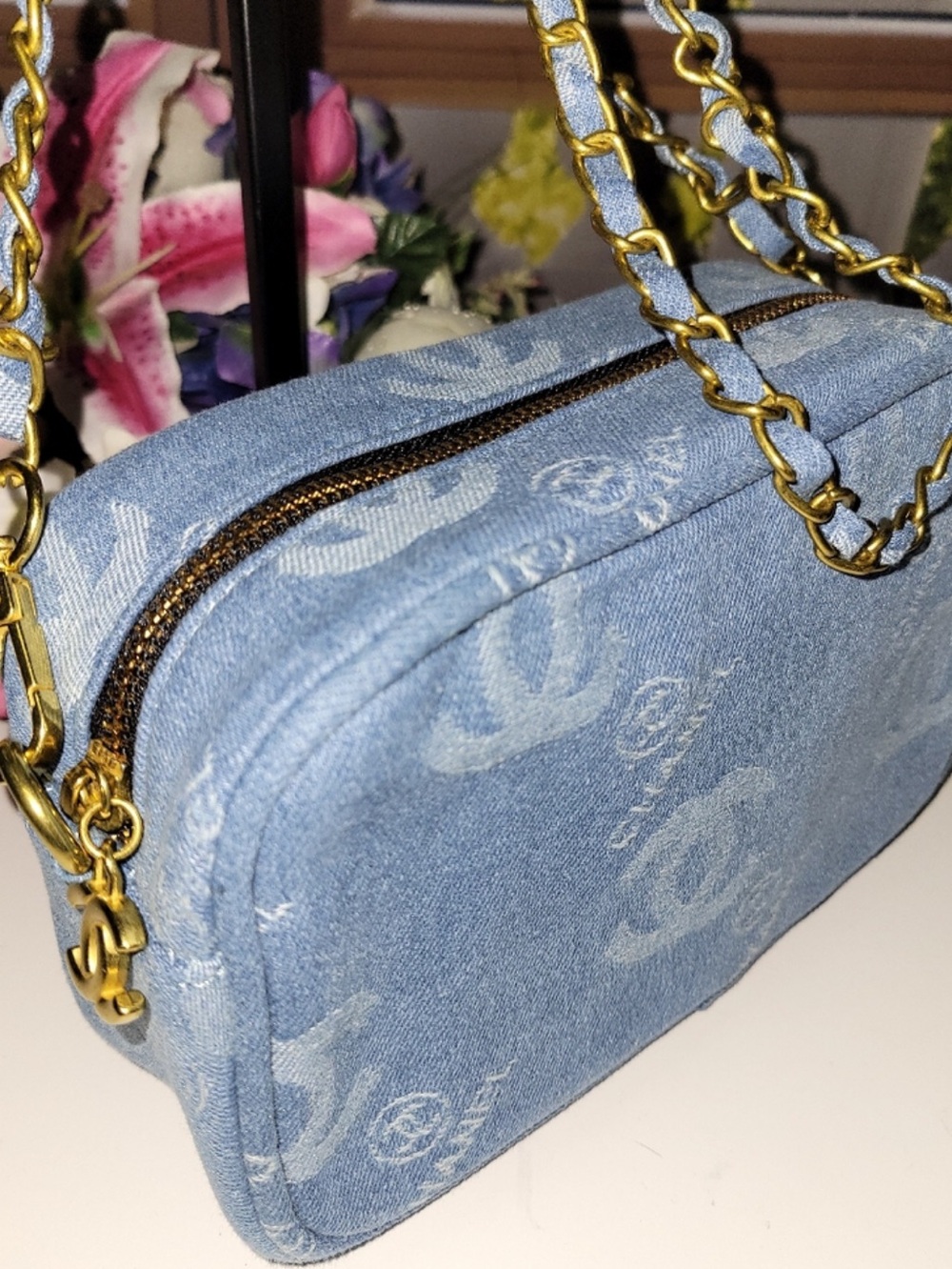 GWP Blue Denim Crossbody Chain Bag, NEW